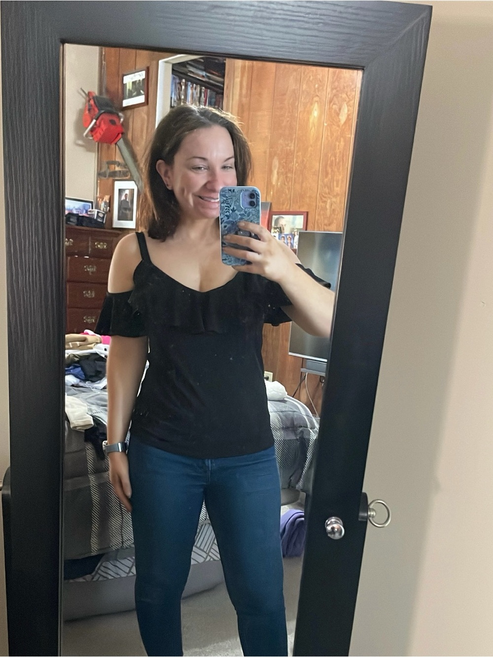Express black cold shoulder top